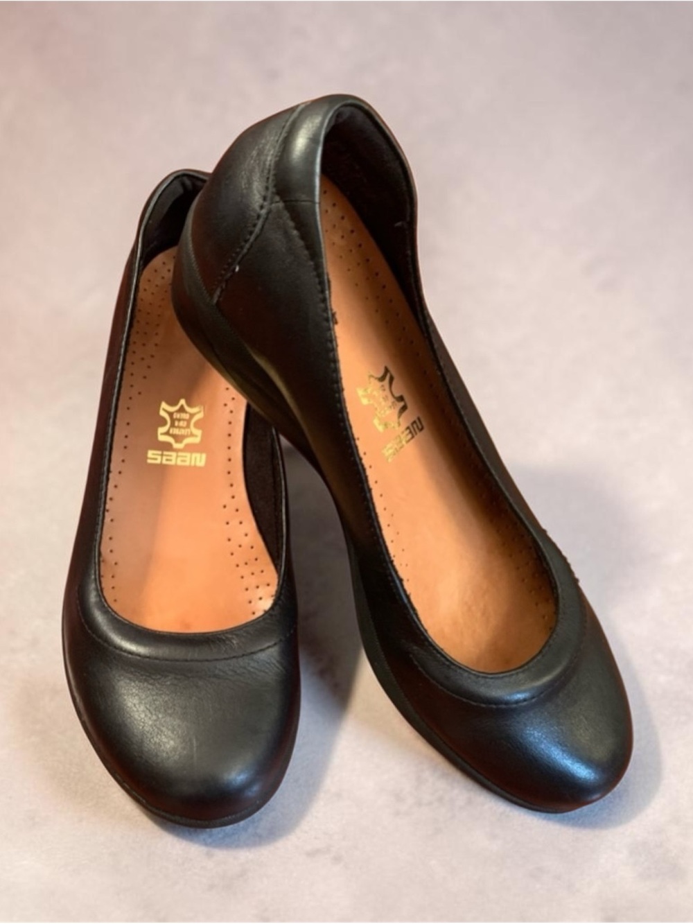 Hush Puppies Black Leather Flats